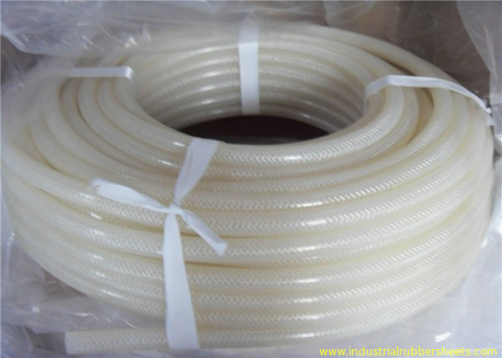 Le tube de silicone de catégorie comestible/tuyau transparents de silicone renforcent avec le matériel de polyester